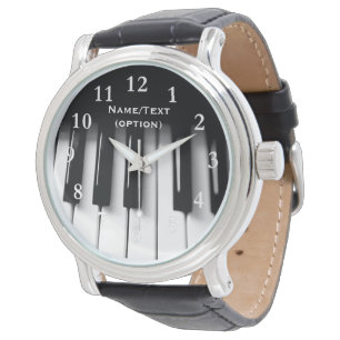 Relógio Piano Keys Vintage Black Leather Watch