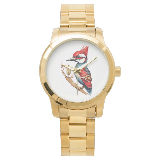 Relógio Pica-pau vermelho e azul (Frente)