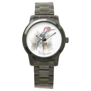 Relógio Pica-pau Woodland Aquarela, personalizado