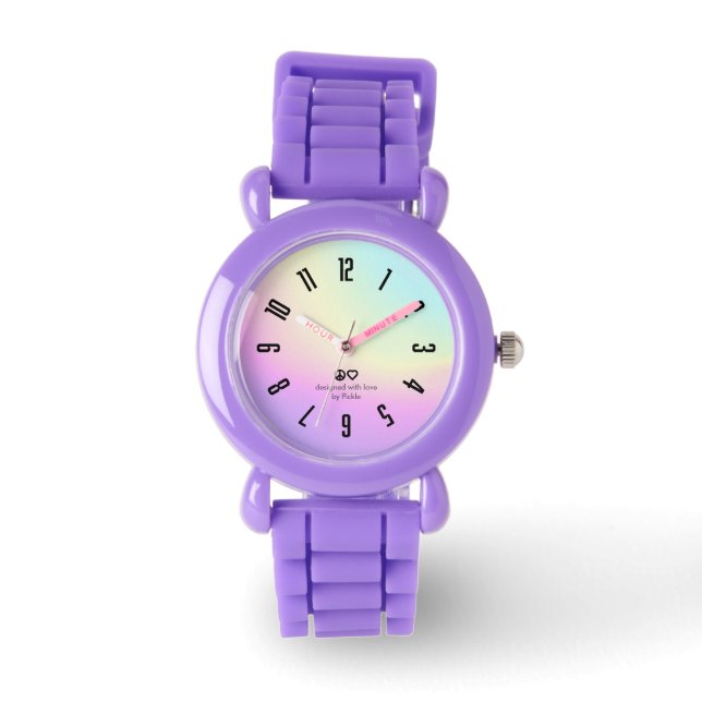 Relógio PickleKids™ Gradient Peace & Love Purple Watch (Frente)