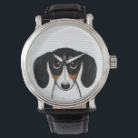 Relógio Piebald Dachshund Cute Cartoon Puppy Cão<br><div class="desc">Este relógio de pulso Piebald Dachshund está disponível em estilos variados para homens, mulheres e crianças. Um legal acessório de moda que faz um presente de excelente para amantes do Doxie. Visite o Doodle World de Jenn para muitos mais relógios de cães na moda.</div>