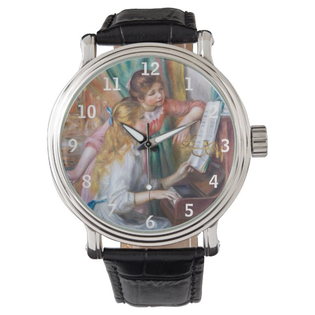 Relógio Pierre Auguste Renoir - Jovens Meninas no Piano (Frente)