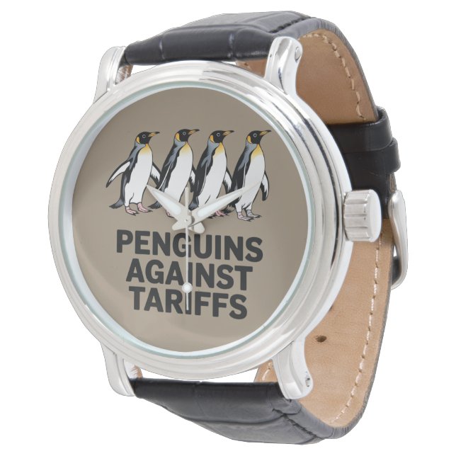 Relógio Pinguins Antigos Protestam Contra Tarifas Engraçad (Angular)