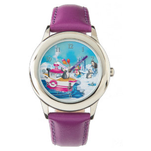 Relógio pinguins na Antártica