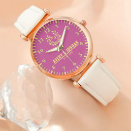 Relógio Pink Dial Personalized Custom Rose Gold Timepiece