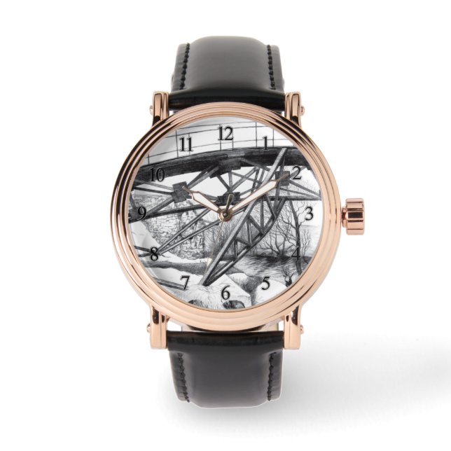 Relógio Pinto-ponte antigo monocromo (Frente)