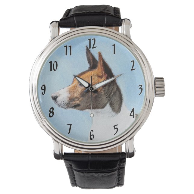 Relógio Pintura Basenji - Arte Original Custa (Frente)