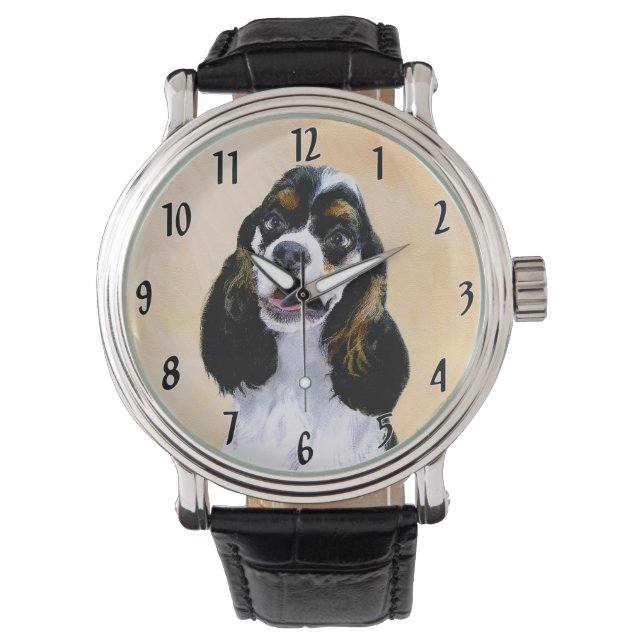 Relógio Pintura De Cocker Spaniel (Participante) - Arte De (Frente)