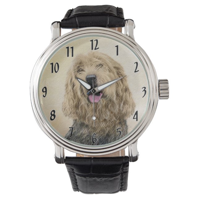 Relógio Pintura de Otterhound - Arte de Cachorro Original  (Frente)