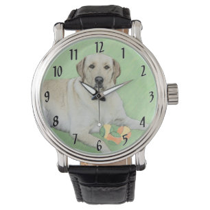Relógio Pintura do Labrador Retriever Amarelo e Bolas de T