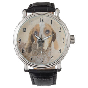 Relógio Pintura em Coonhound Inglês Americano - Arte Canin