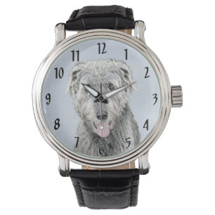 Relógio Pintura em Wolfhound Irlandês - Arte em Cachorro O