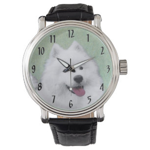 Relógio Pintura Samoyed - Arte Cachorosa Original