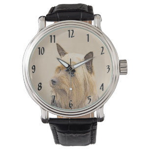 Relógio Pintura Silky Terrier - Arte Cachorro Original Cac