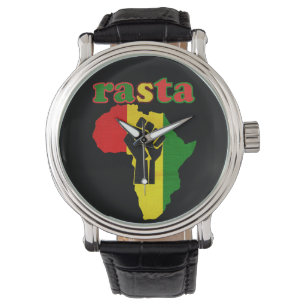 Relógio Poder preto de Rasta sobre África