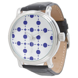 Relógio Pontos Polka Azul Marinho, Padrão de Pontos Polka,