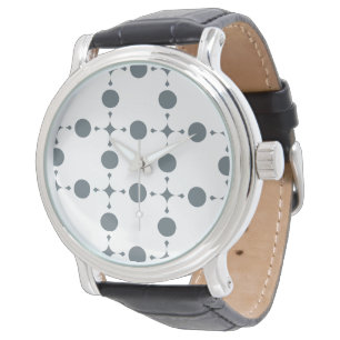 Relógio Pontos Polka Cinza, Padrão de Pontos Polka, Pontos