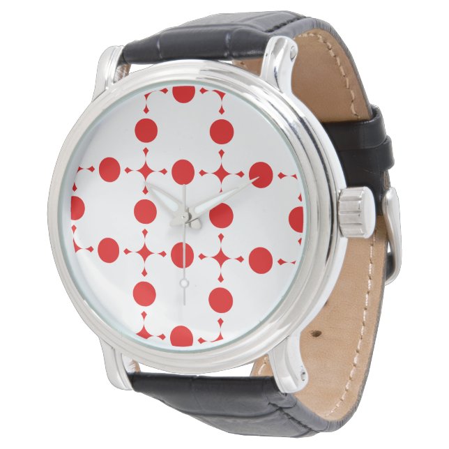 Relógio Pontos Polka Vermelhos, Padrão de Pontos Polka, Po (Angular)