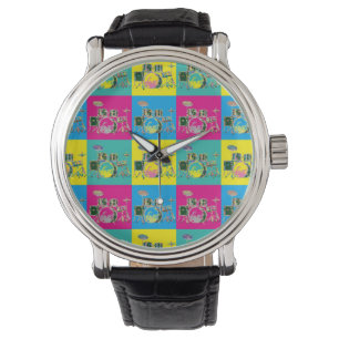 Relógio Pop Art Retro Colorir Tambor Music Watch