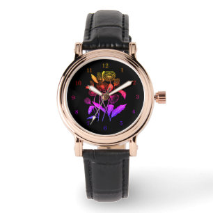 Relógio Poppy Flowers Modern Watch - Cor Personalizada