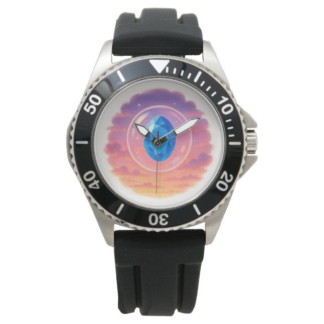 Relógio Pôr do Sol de Gema Azul Mística – Design de Relógi (Frente)