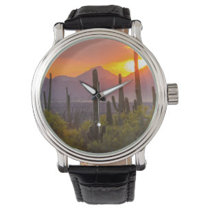 Relógio Pôr do sol no cacto do deserto, Arizona