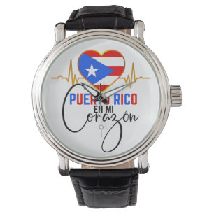 Relógio Porto Rico en mi Corazon Puerto Rican Pride