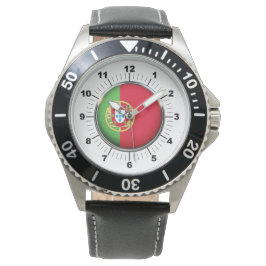 Relógio Portugal Bandeira do couro preto