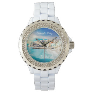 Relógio Praia Itália Mar Mediterrâneo Pintura Monograma