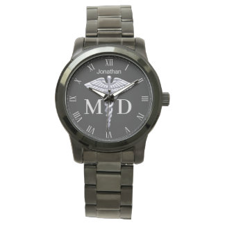 Relógio Precioso Médico Silver Caducee Médico MD