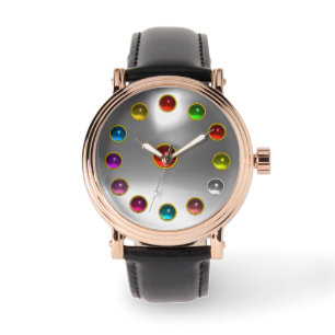 RELÓGIO PRENDEDORES 3D VERMELHOS E GEMSTONAGENS COLORIDAS