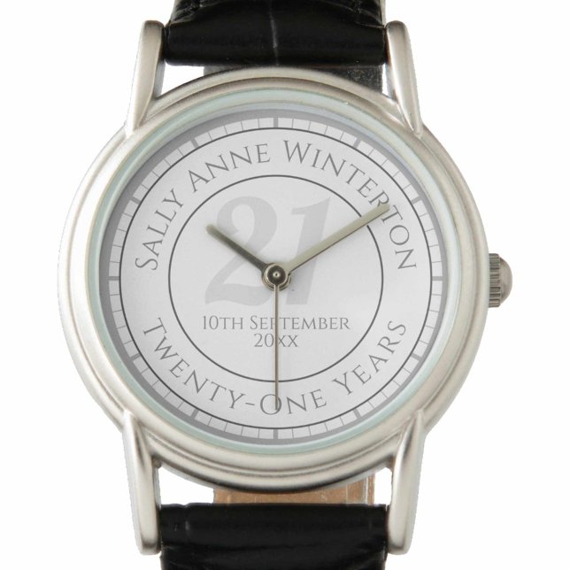 Relógio Presente de aniversário de 21 anos com Nome, Idade (Criador carregado)