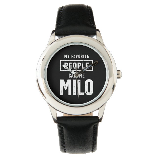 Relógio Presente de Aniversário do Nome Personalizado Milo (Frente)