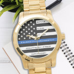 Relógio Presente de Segurança Policial - Sinalizador Fino<br><div class="desc">Celebre e mostre seu apreço a um excelente policial com este Thin Blue Line Retirement ou Anniversário da Polícia Vigia - design da bandeira americana na Polícia - cores em um design azul e preto moderno. Perfeito para prêmios de serviço e presentes de aposentadoria policial e aposentadoria polícia. Personalize este...</div>