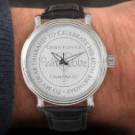 Relógio Presente para Marido no 60º Aniversário do seu Vig<br><div class="desc">Cuidado com o marido no seu aniversário. Vigilância especial com inscrição. presente de aniversário de 60 anos. O Watch tem a inscrição mais a mensagem "Com amor". Também os nomes de cada parceiro. Cara de relógio branco.</div>