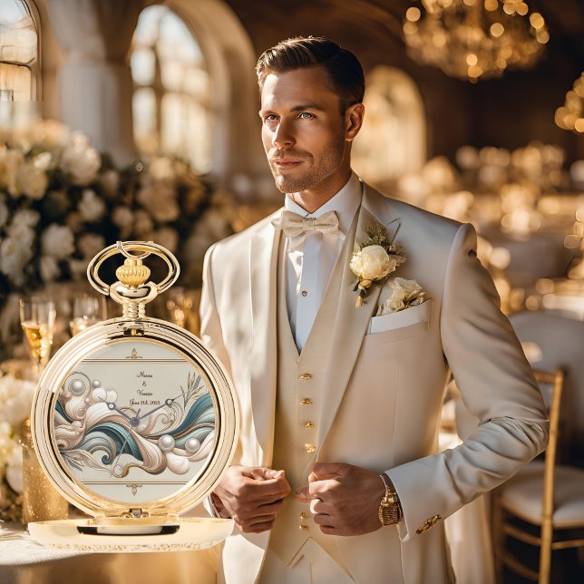 Relógio Presente para o Groom Dourado Pocket Watch Pearl C (Criador carregado)