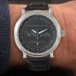 Relógio Presente para Parceiro ou Marido no seu 50º Aniver<br><div class="desc">Cuidado com o Presente para o Parceiro ou Marido no seu aniversário. Vigilância especial com inscrição. presente de 50 anos. O Watch tem a inscrição mais a mensagem "Com amor". Também os nomes de cada parceiro. Cara de relógio preto.</div>