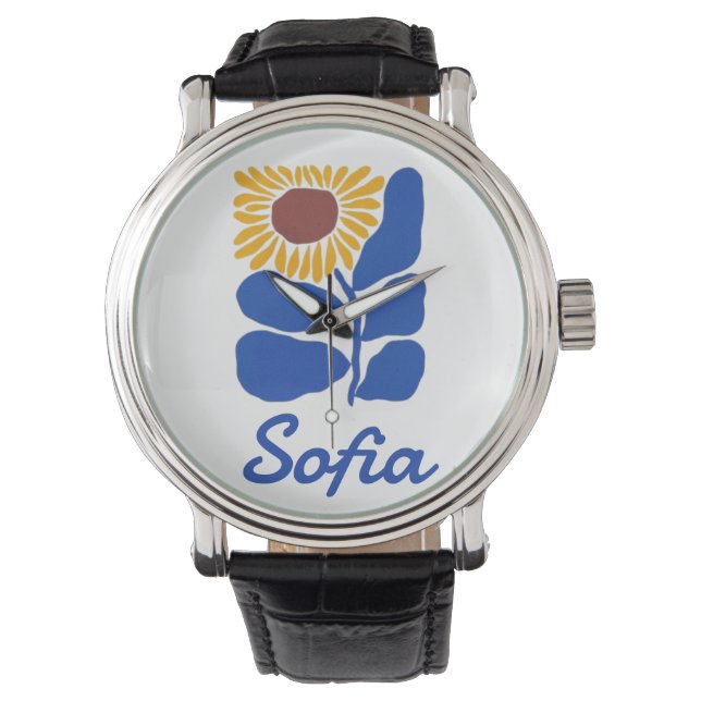 Relógio Presente Personalizado com Nome Floral Retro Perso (Frente)