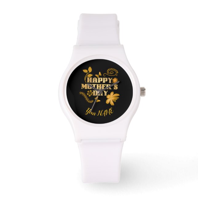Relógio Presente personalizado de Dia das Mães em ouro com (Frente)