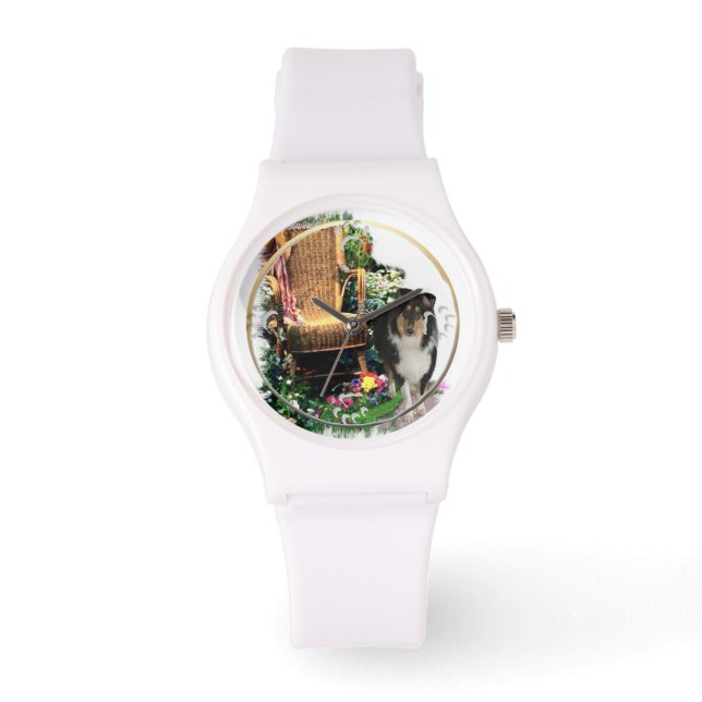 Relógio Presentes de Arte Collie em Triores Rough (Frente)