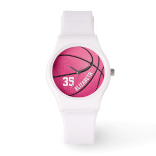 Relógio presentes de basquetebol giro-rosa fofinhos person