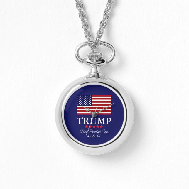 RELÓGIO PRESIDENT DONALD TRUMP SILVER NECKLACE WATCH (Frente)