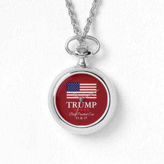 RELÓGIO PRESIDENT DONALD TRUMP SILVER NECKLACE WATCH