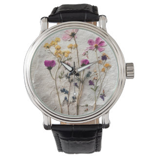 Relógio Pressed Wildflower Pastel Nature Watch