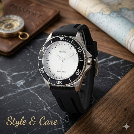 Relógio Preto de Aço Inoxidável Personalizado para