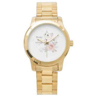 Relógio Pretty But Savage White Cat Rose Watch