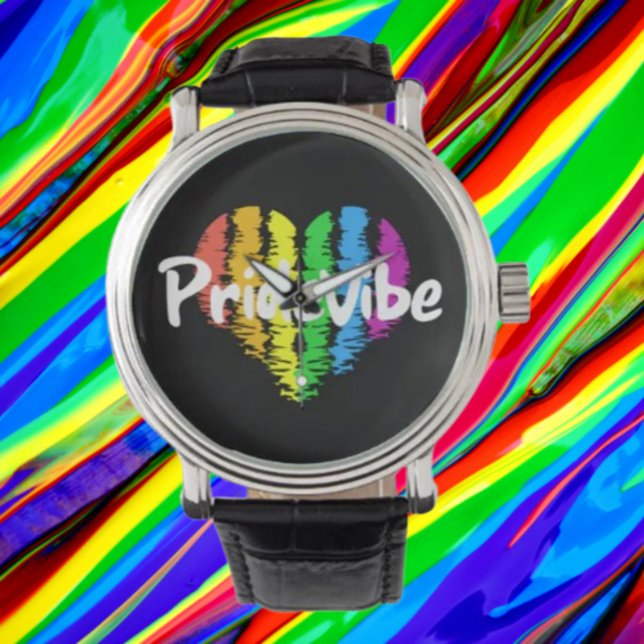 Relógio PrideVibe Coração Logo Pulseira de Couro P (Criador carregado)