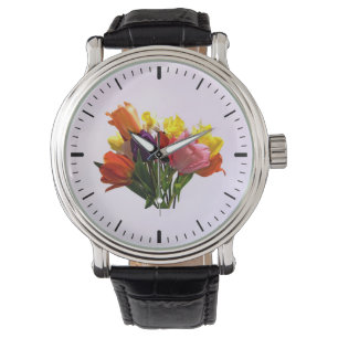 Relógio Primavera Buquê com Tulipas e Daffodils Watch