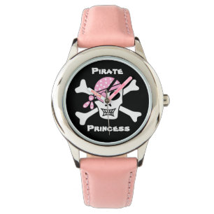Relógio Princesa do pirata no preto com texto feito sob