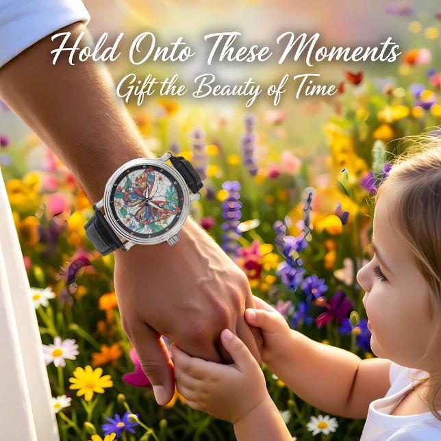 Relógio Prism of Nature" - Stained Glass Butterfly (Criador carregado)